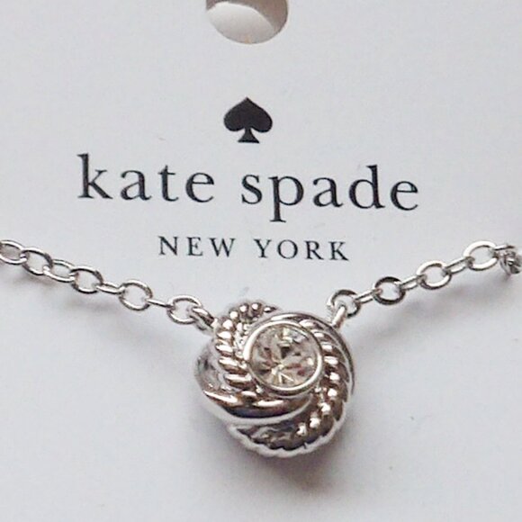 Kate Spade Infinity & Beyond Knot Necklace Silver Tone NWT - Picture 4 of 5